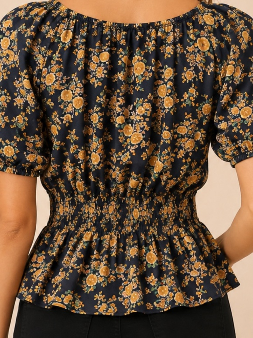 Floral Blouse Black & Yellow - Picture 2 of 4